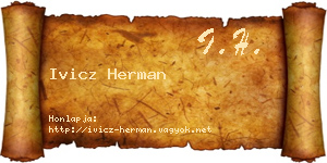 Ivicz Herman névjegykártya
